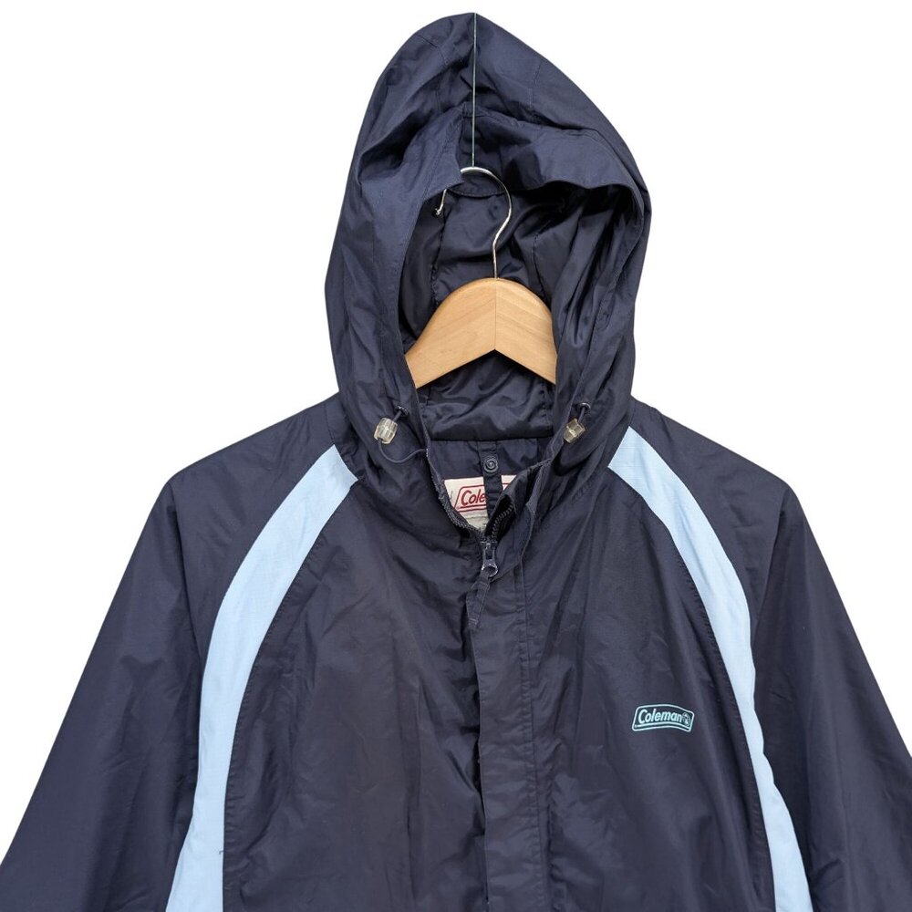Coleman Rain Jacket Womens Navy Blue Nylon Hooded Full Zip Waterproof Size S/M - Picture 4 of 9